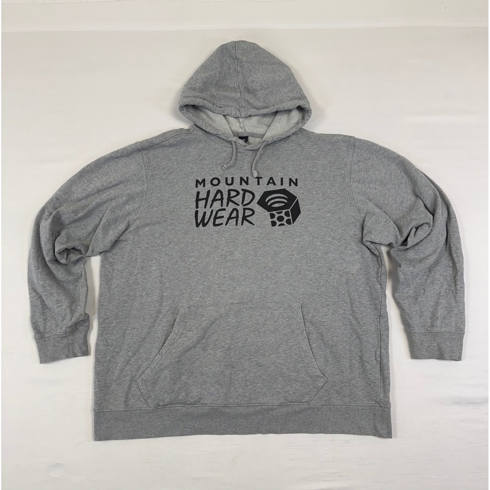 Mountain Hardwear Distressed Mens XL Gray Organic Cotton Logo Pullover‎ Hoodie